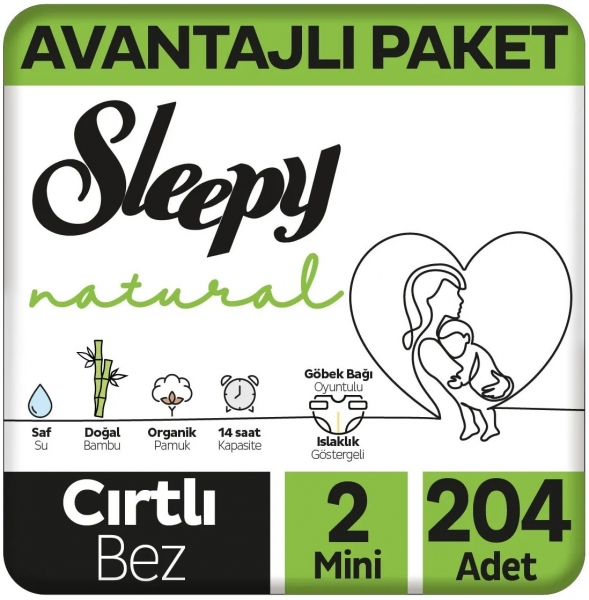 Sleepy Natural 2 Beden 204 Adet Bebek Bezi