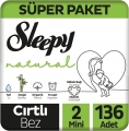 Sleepy Natural 2 Beden 136 Adet Bebek Bezi