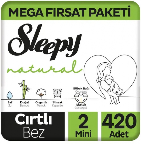 Sleepy Natural 2 Beden 420 Adet Bebek Bezi