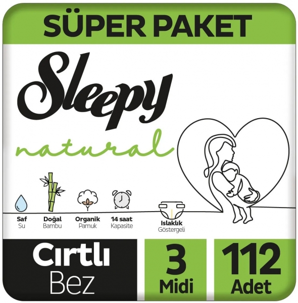 Sleepy Natural 3 Beden 112 Adet Bebek Bezi