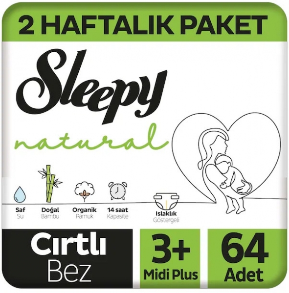Sleepy Natural 3+ Beden 64 Adet Bebek Bezi
