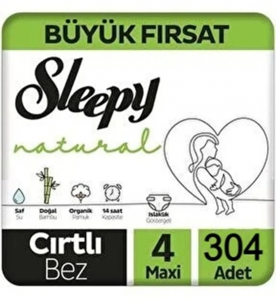 Sleepy Natural 4 Beden 304 Adet Bebek Bezi