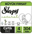 Sleepy Natural 4 Beden 304 Adet Bebek Bezi