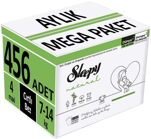Sleepy Natural 4 Beden 456 Adet Bebek Bezi