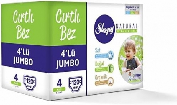 Sleepy Natural 4 Beden 120 Adet Bebek Bezi