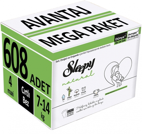 Sleepy Natural 4 Beden 608 Adet Bebek Bezi