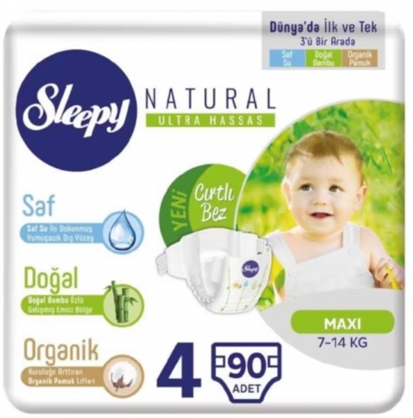 Sleepy Natural 4 Beden 90 Adet Bebek Bezi
