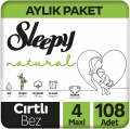 Sleepy Natural 4 Beden 108 Adet Bebek Bezi