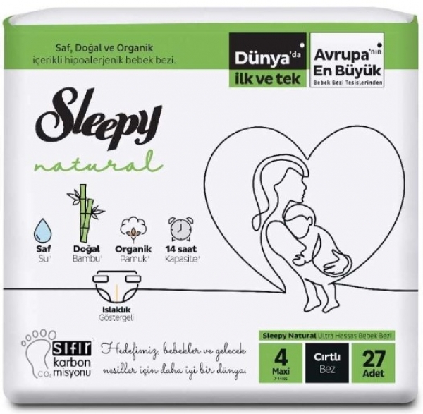 Sleepy Natural 4 Beden 27 Adet Bebek Bezi