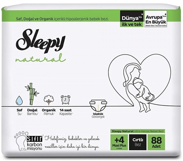 Sleepy Natural 4+ Beden 88 Adet Bebek Bezi