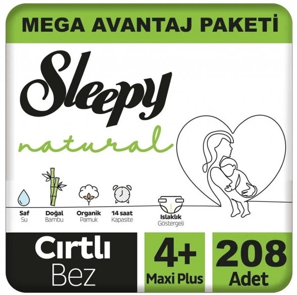Sleepy Natural 4+ Beden 208 Adet Bebek Bezi