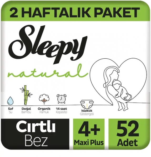 Sleepy Natural 4+ Beden 52 Adet Bebek Bezi