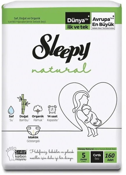 Sleepy Natural 5 Beden 160 Adet Bebek Bezi
