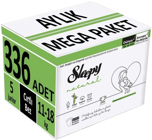 Sleepy Natural 5 Beden 336 Adet Bebek Bezi