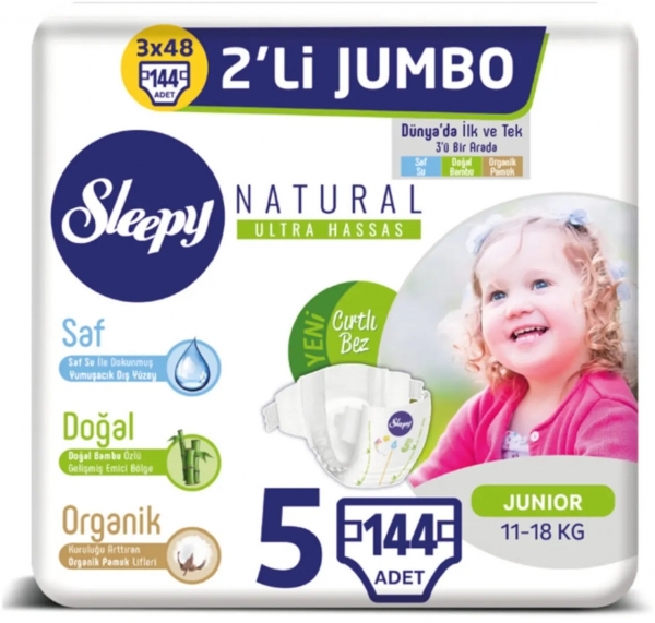 Sleepy Natural 5 Beden 144 Adet Bebek Bezi