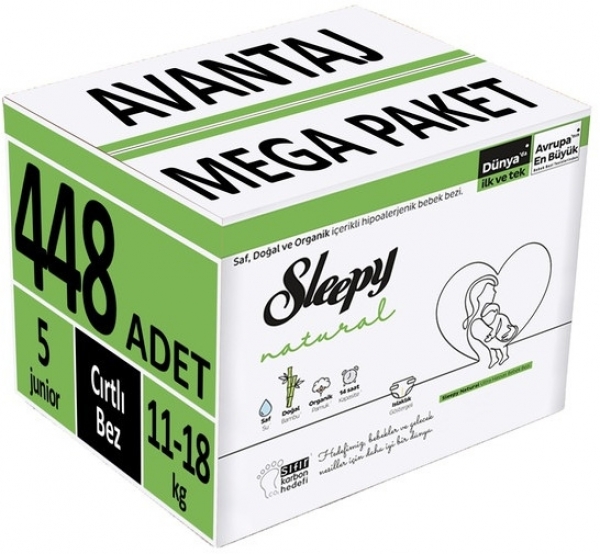 Sleepy Natural 5 Beden 448 Adet Bebek Bezi