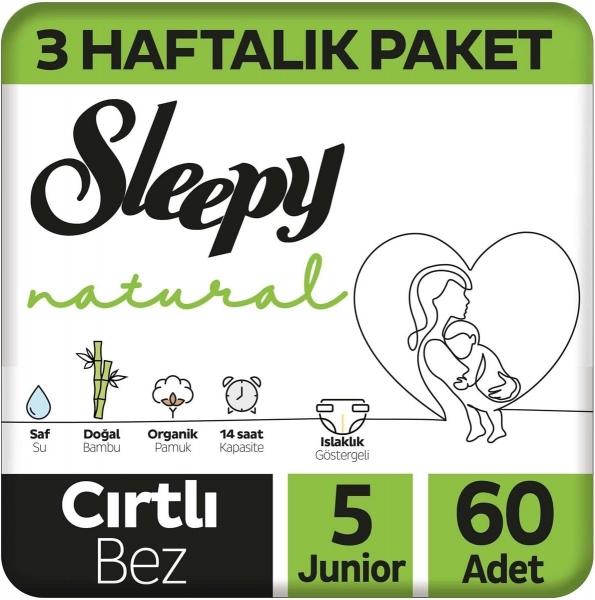 Sleepy Natural 5 Beden 60 Adet Bebek Bezi