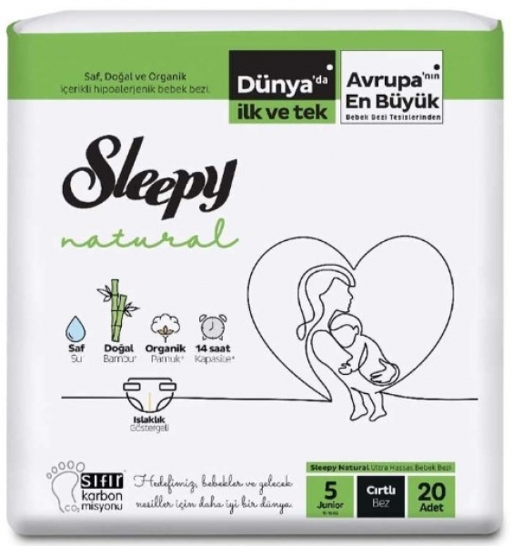 Sleepy Natural 5 Beden 20 Adet Bebek Bezi