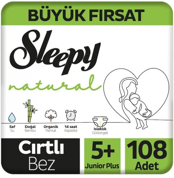 Sleepy Natural 5+ Beden 108 Adet Bebek Bezi