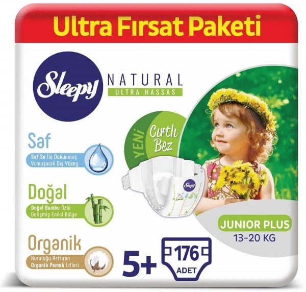 Sleepy Natural 5+ Beden 176 Adet Bebek Bezi