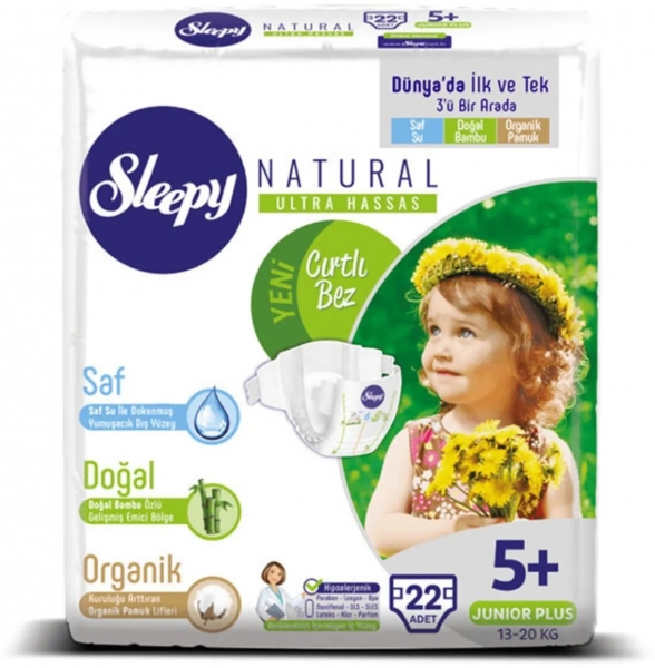 Sleepy Natural 5+ Beden 22 Adet Bebek Bezi