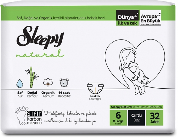 Sleepy Natural 6 Beden 32 Adet Bebek Bezi