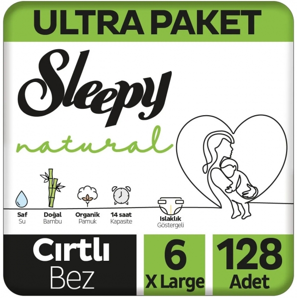 Sleepy Natural 6 Beden 128 Adet Bebek Bezi