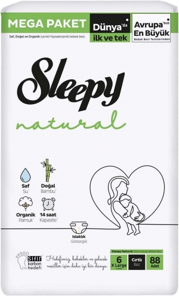 Sleepy Natural 6 Beden 88 Adet Bebek Bezi