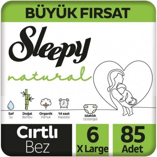 Sleepy Natural 6 Beden 85 Adet Bebek Bezi