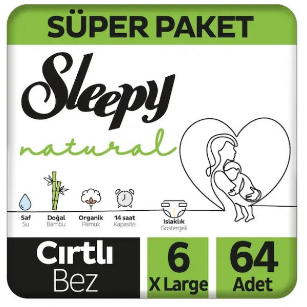 Sleepy Natural 6 Beden 64 Adet Bebek Bezi