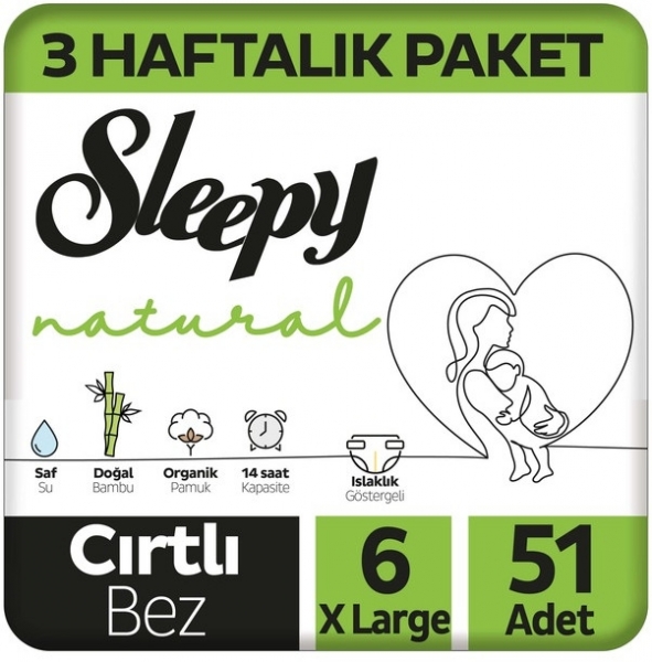 Sleepy Natural 6 Beden 51 Adet Bebek Bezi