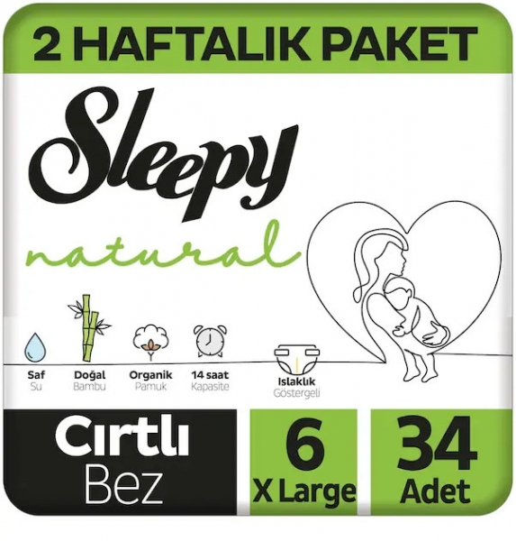 Sleepy Natural 6 Beden 34 Adet Bebek Bezi