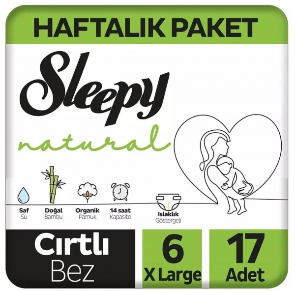 Sleepy Natural 6 Beden 17 Adet Bebek Bezi