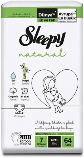 Sleepy Natural 7 Beden 64 Adet Bebek Bezi
