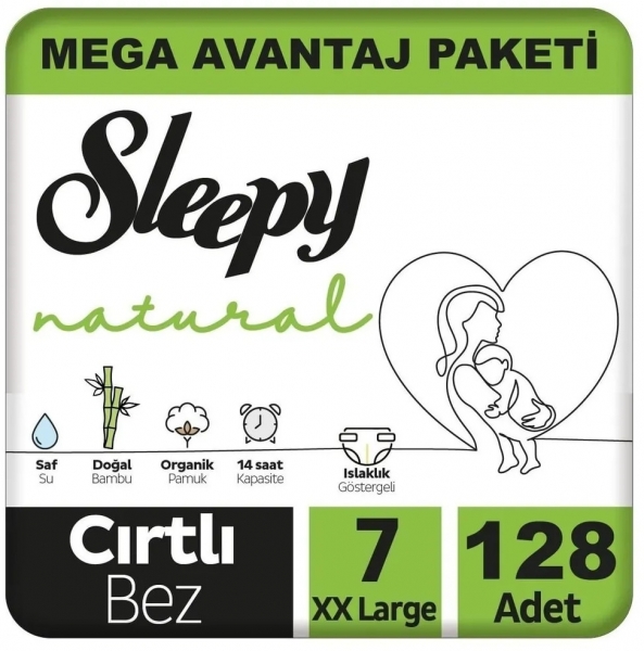 Sleepy Natural 7 Beden 128 Adet Bebek Bezi
