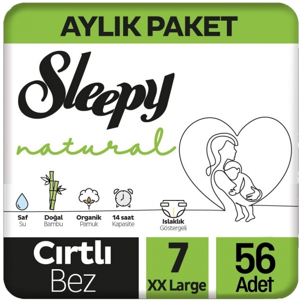 Sleepy Natural 7 Beden 56 Adet Bebek Bezi