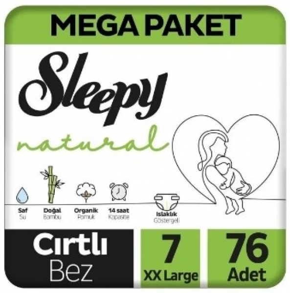 Sleepy Natural 7 Beden 76 Adet Bebek Bezi