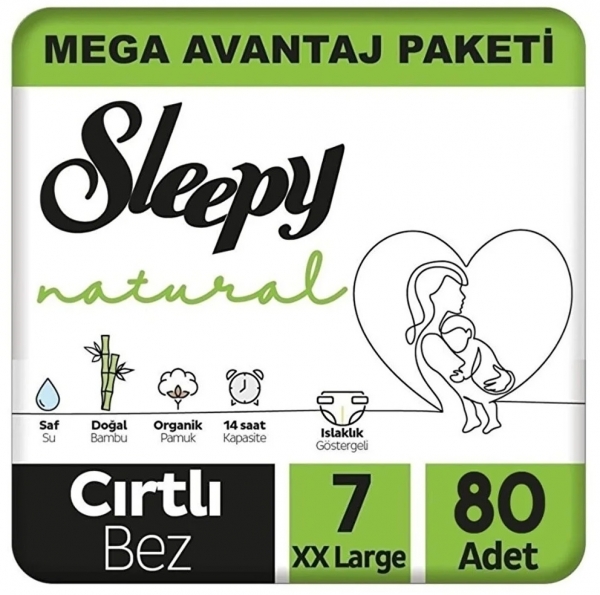 Sleepy Natural 7 Beden 80 Adet Bebek Bezi