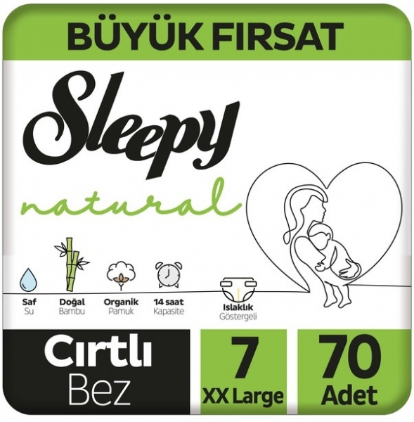 Sleepy Natural 7 Beden 70 Adet Bebek Bezi