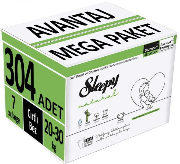 Sleepy Natural 7 Beden 304 Adet Bebek Bezi