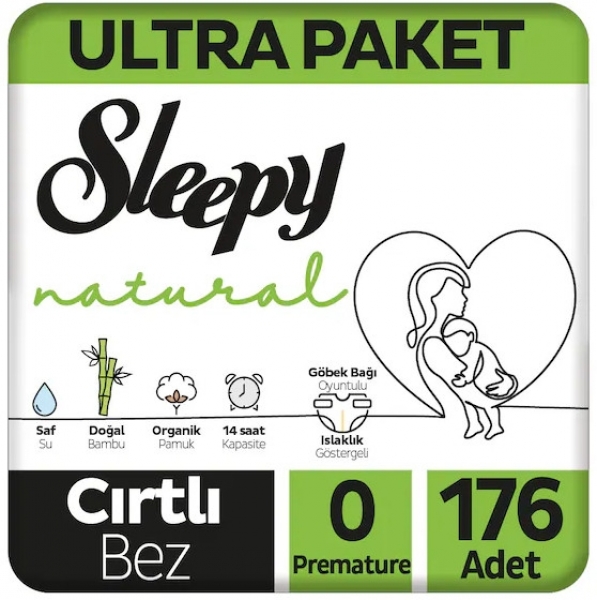 Sleepy Natural 0 Beden 176 Adet Bebek Bezi