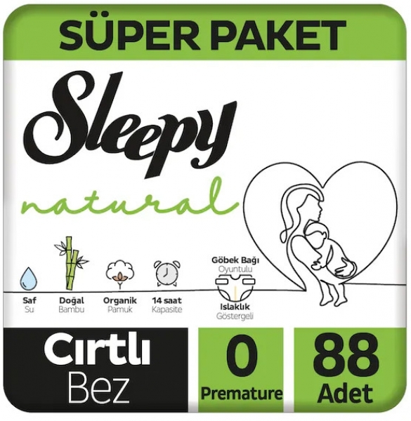 Sleepy Natural 0 Beden 88 Adet Bebek Bezi