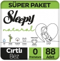 Sleepy Natural 0 Beden 88 Adet Bebek Bezi