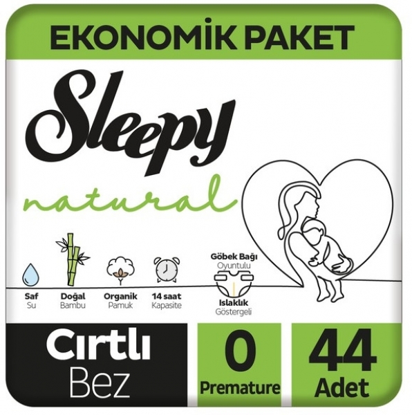Sleepy Natural 0 Beden 44 Adet Bebek Bezi