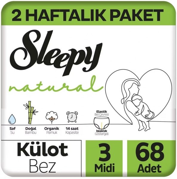 Sleepy Natural Külot Bez 3 Beden 68 Adet Bebek Bezi
