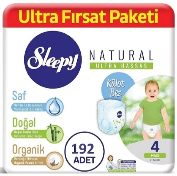 Sleepy Natural Külot Bez 4 Beden 192 Adet Bebek Bezi