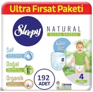 Sleepy Natural Külot Bez 4 Beden 192 Adet Bebek Bezi