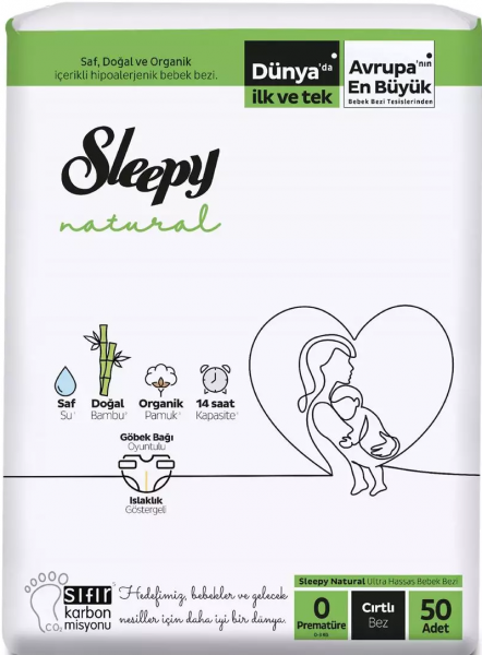 Sleepy Natural 0 Beden 50 Adet Bebek Bezi