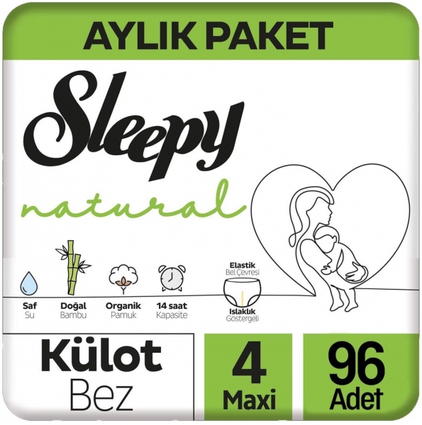 Sleepy Natural Külot Bez 4 Beden 96 Adet Bebek Bezi