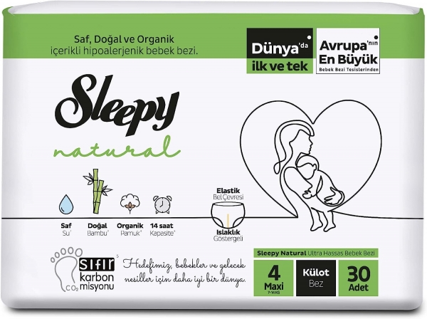 Sleepy Natural Külot Bez 4 Beden 30 Adet Bebek Bezi